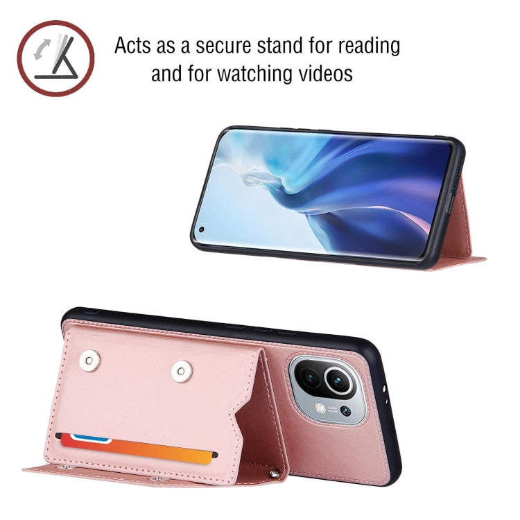 For Xiaomi Mi 11 Skin Feel PU + TPU + PC Back Cover Shockproof Case with Card Slots & Holder & Photo Frame