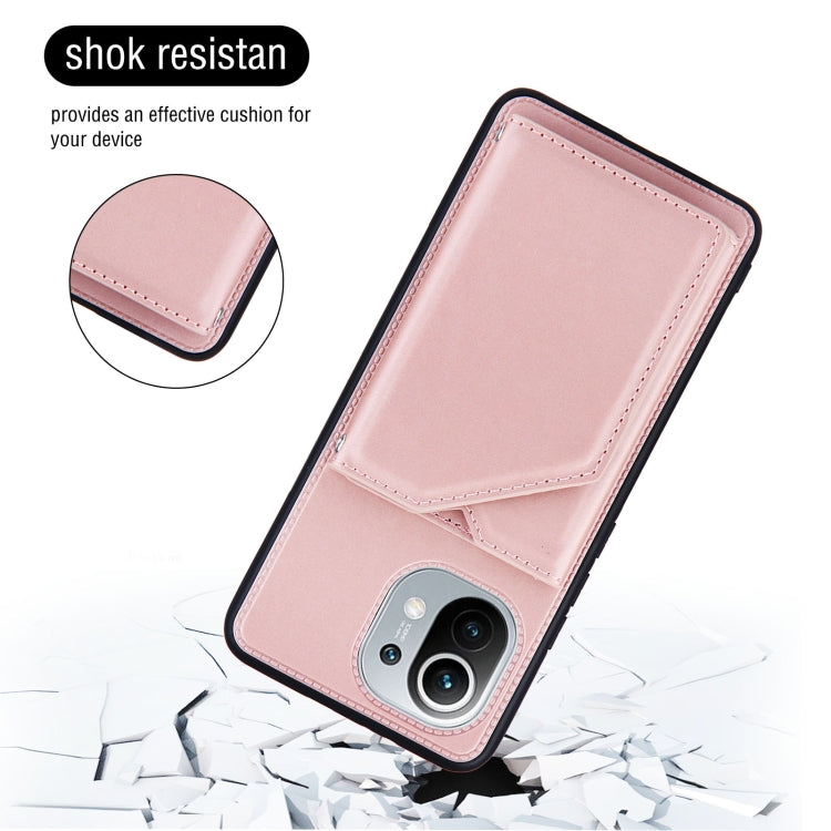 For Xiaomi Mi 11 Skin Feel PU + TPU + PC Back Cover Shockproof Case with Card Slots & Holder & Photo Frame