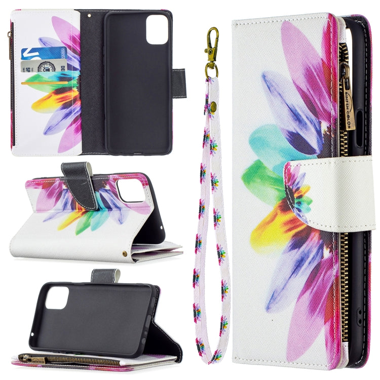 For LG K42 Colored Drawing Pattern Zipper Horizontal Flip Leather Case with Holder & Card Slots & Wallet