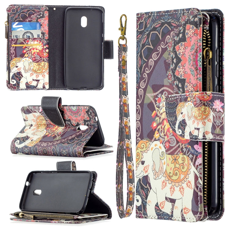 For Nokia C1 Plus Colored Drawing Pattern Zipper Horizontal Flip Leather Case with Holder & Card Slots & Wallet