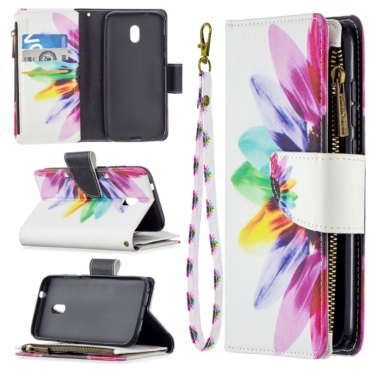 For Nokia C1 Plus Colored Drawing Pattern Zipper Horizontal Flip Leather Case with Holder & Card Slots & Wallet