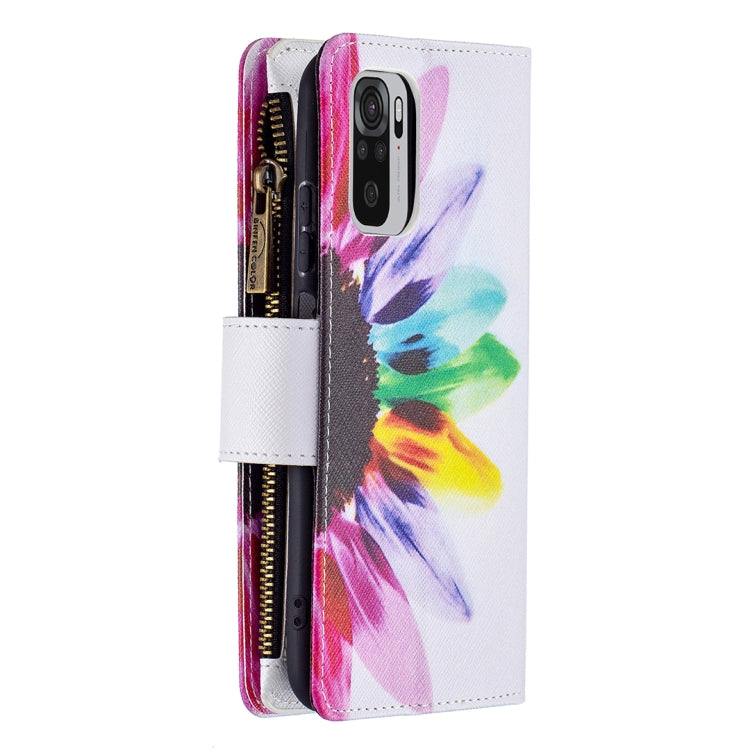 For Xiaomi Redmi Note 10 4G Colored Drawing Pattern Zipper Horizontal Flip Leather Case with Holder & Card Slots & Wallet