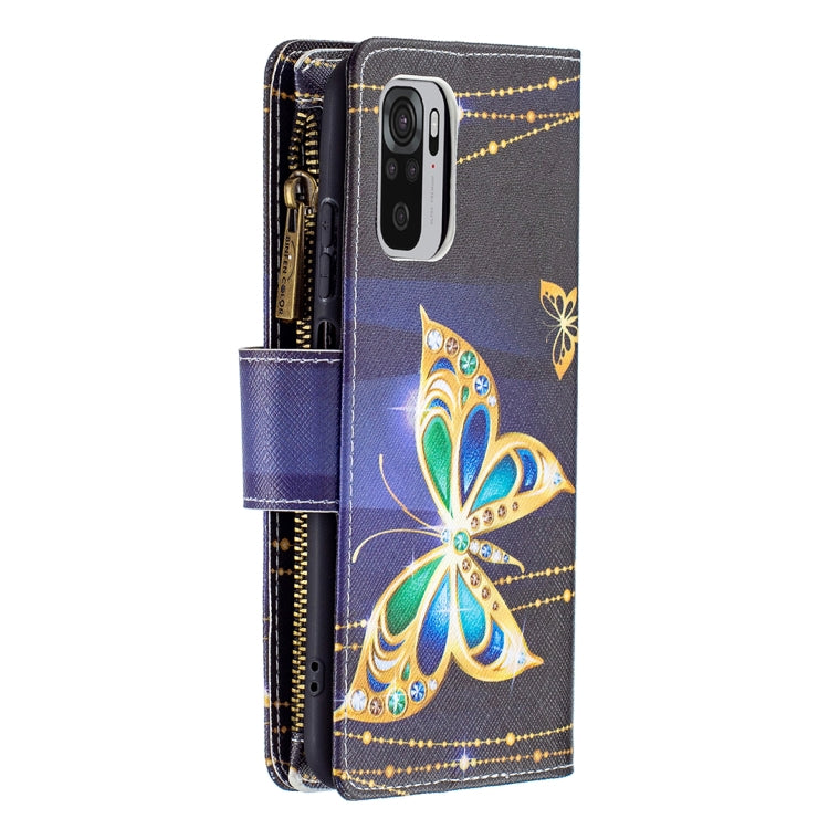 For Xiaomi Redmi Note 10 4G Colored Drawing Pattern Zipper Horizontal Flip Leather Case with Holder & Card Slots & Wallet