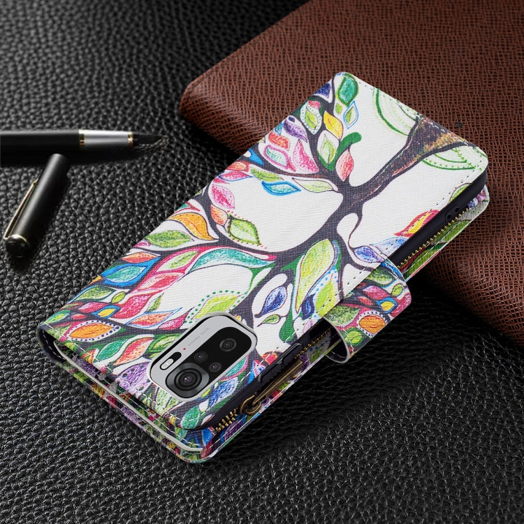 For Xiaomi Redmi Note 10 4G Colored Drawing Pattern Zipper Horizontal Flip Leather Case with Holder & Card Slots & Wallet