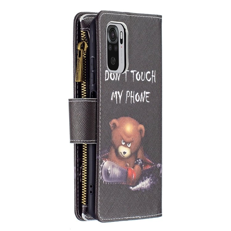 For Xiaomi Redmi Note 10 4G Colored Drawing Pattern Zipper Horizontal Flip Leather Case with Holder & Card Slots & Wallet