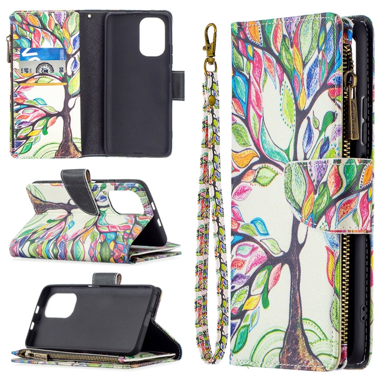 For Xiaomi Mi 11i / Poco F3 / Redmi K40 / K40 Pro Colored Drawing Pattern Zipper Horizontal Flip Leather Case with Holder & Card Slots & Wallet