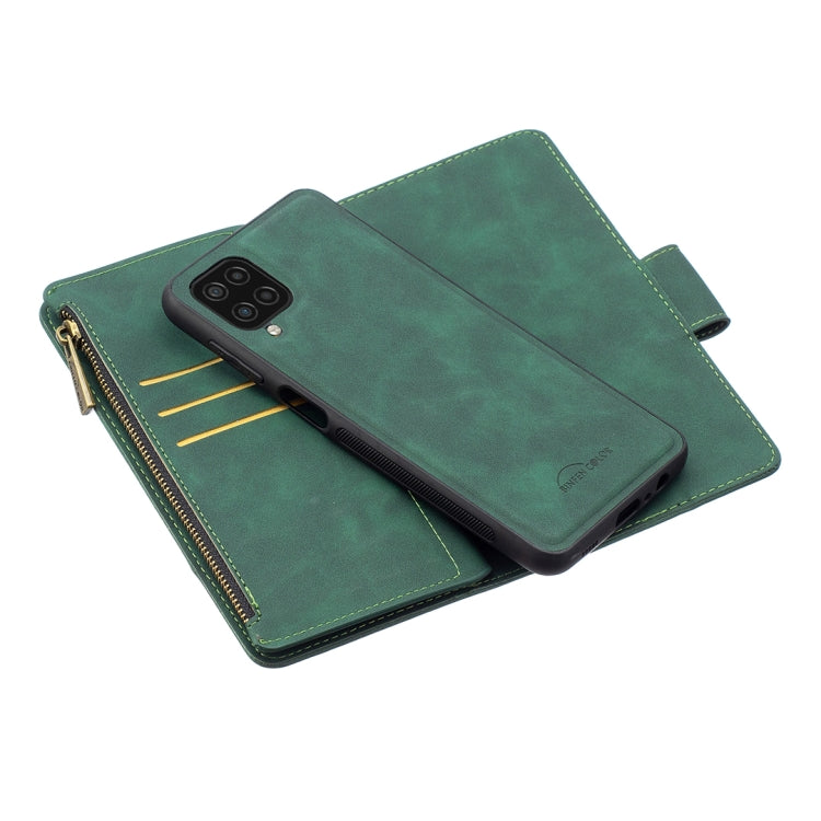 For Samsung Galaxy A12 Skin Feel Detachable Magnetic Zipper Horizontal Flip PU Leather Case with Multi-Card Slots & Holder & Wallet & Photo Frame & Lanyard