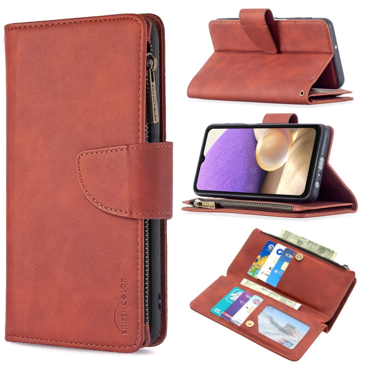 For Samsung Galaxy A32 5G Skin Feel Detachable Magnetic Zipper Horizontal Flip PU Leather Case with Multi-Card Slots & Holder & Wallet & Photo Frame & Lanyard
