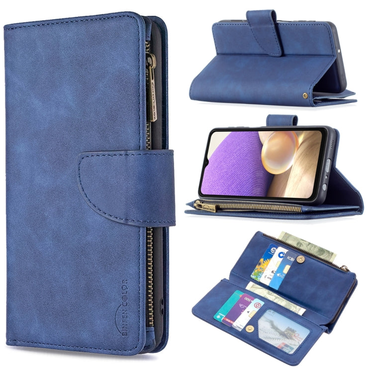 For Samsung Galaxy A32 5G Skin Feel Detachable Magnetic Zipper Horizontal Flip PU Leather Case with Multi-Card Slots & Holder & Wallet & Photo Frame & Lanyard