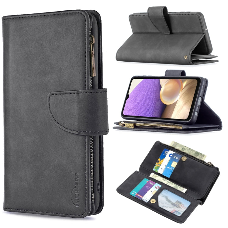 For Samsung Galaxy A32 5G Skin Feel Detachable Magnetic Zipper Horizontal Flip PU Leather Case with Multi-Card Slots & Holder & Wallet & Photo Frame & Lanyard
