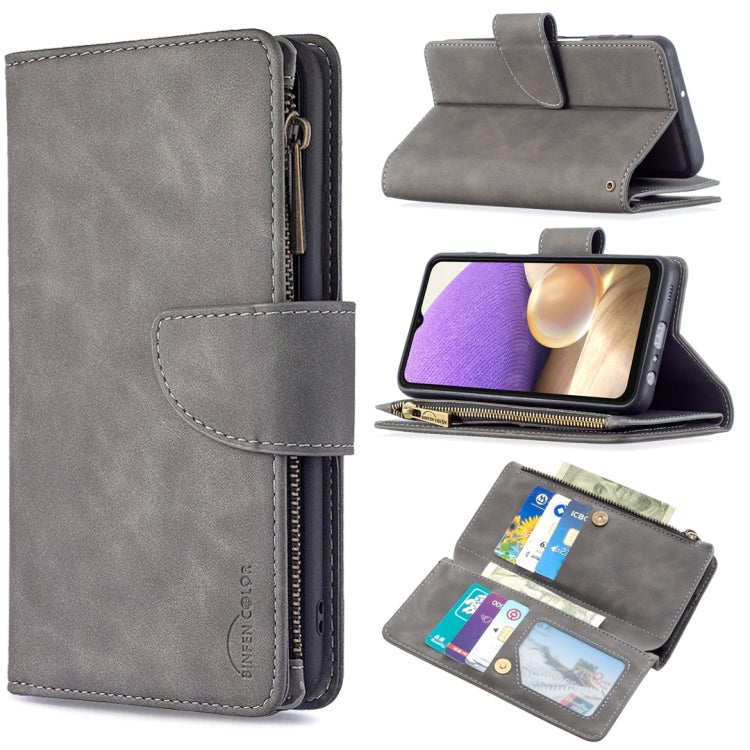 For Samsung Galaxy A32 5G Skin Feel Detachable Magnetic Zipper Horizontal Flip PU Leather Case with Multi-Card Slots & Holder & Wallet & Photo Frame & Lanyard