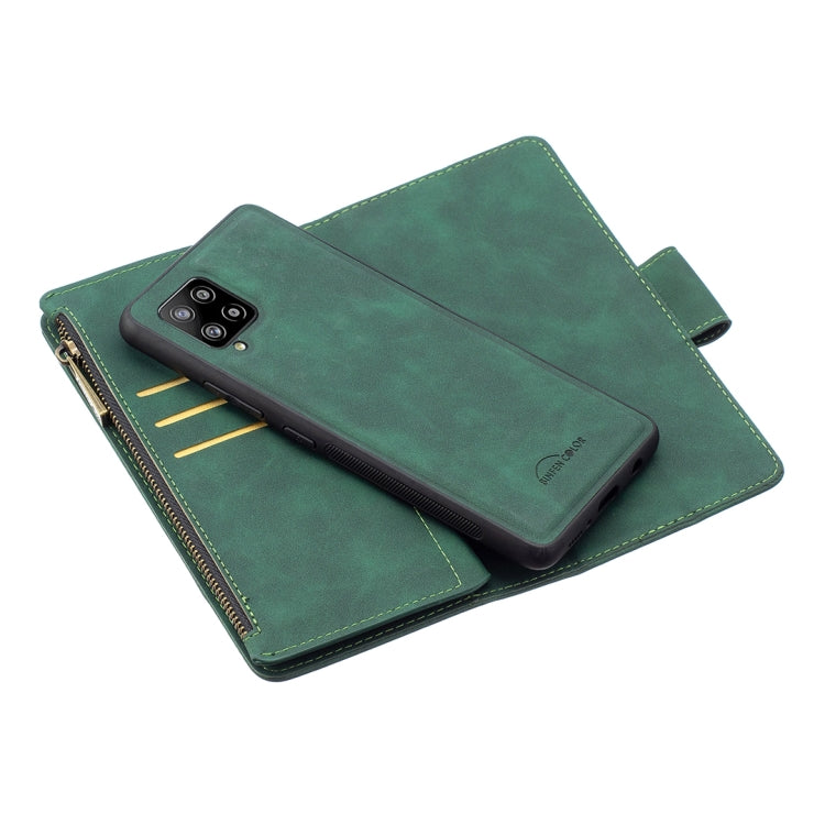 For Samsung Galaxy A42 Skin Feel Detachable Magnetic Zipper Horizontal Flip PU Leather Case with Multi-Card Slots & Holder & Wallet & Photo Frame & Lanyard