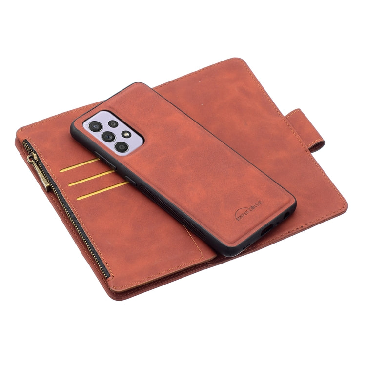 For Samsung Galaxy A52 5G / 4G Skin Feel Detachable Magnetic Zipper Horizontal Flip PU Leather Case with Multi-Card Slots & Holder & Wallet & Photo Frame & Lanyard