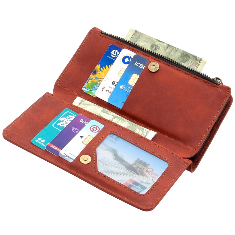 For Samsung Galaxy A52 5G / 4G Skin Feel Detachable Magnetic Zipper Horizontal Flip PU Leather Case with Multi-Card Slots & Holder & Wallet & Photo Frame & Lanyard