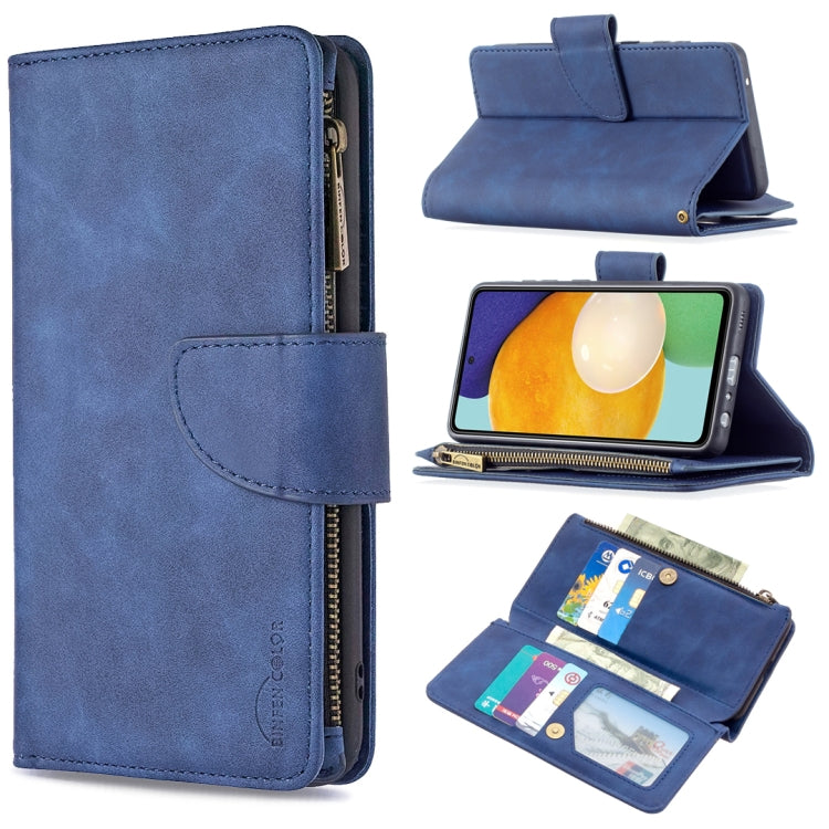 For Samsung Galaxy A52 5G / 4G Skin Feel Detachable Magnetic Zipper Horizontal Flip PU Leather Case with Multi-Card Slots & Holder & Wallet & Photo Frame & Lanyard