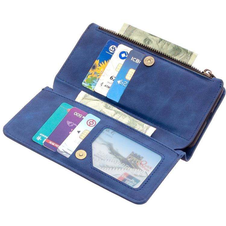 For Samsung Galaxy A52 5G / 4G Skin Feel Detachable Magnetic Zipper Horizontal Flip PU Leather Case with Multi-Card Slots & Holder & Wallet & Photo Frame & Lanyard
