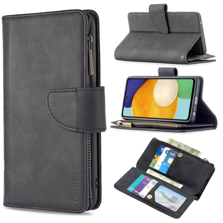 For Samsung Galaxy A52 5G / 4G Skin Feel Detachable Magnetic Zipper Horizontal Flip PU Leather Case with Multi-Card Slots & Holder & Wallet & Photo Frame & Lanyard