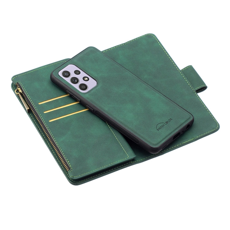For Samsung Galaxy A52 5G / 4G Skin Feel Detachable Magnetic Zipper Horizontal Flip PU Leather Case with Multi-Card Slots & Holder & Wallet & Photo Frame & Lanyard