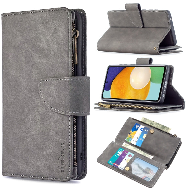 For Samsung Galaxy A52 5G / 4G Skin Feel Detachable Magnetic Zipper Horizontal Flip PU Leather Case with Multi-Card Slots & Holder & Wallet & Photo Frame & Lanyard