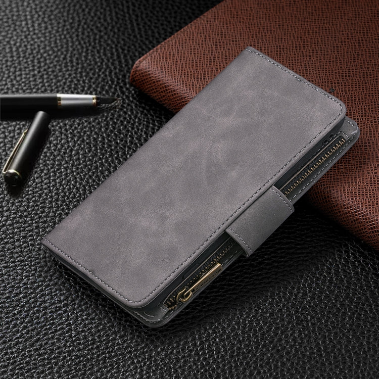For Xiaomi Poco M3 Skin Feel Detachable Magnetic Zipper Horizontal Flip PU Leather Case with Multi-Card Slots & Holder & Wallet & Photo Frame & Lanyard