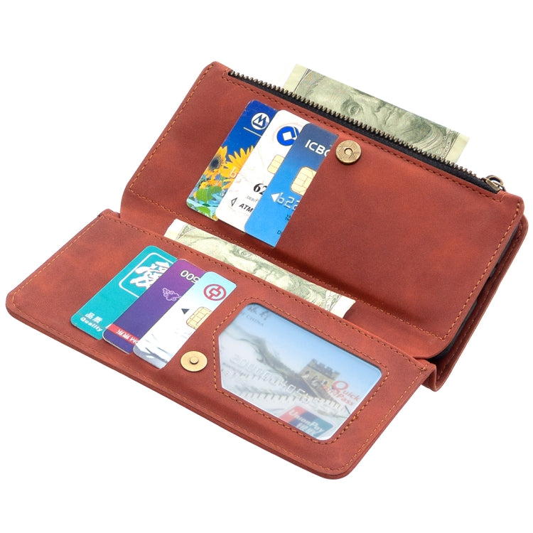 For Xiaomi Poco X3 Skin Feel Detachable Magnetic Zipper Horizontal Flip PU Leather Case with Multi-Card Slots & Holder & Wallet & Photo Frame & Lanyard