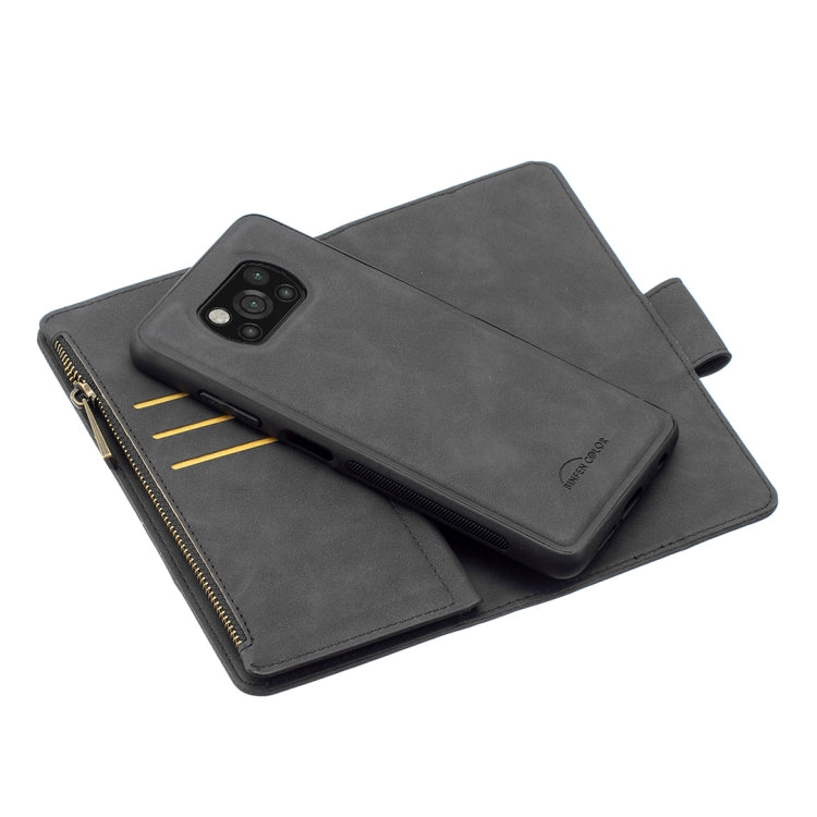 For Xiaomi Poco X3 Skin Feel Detachable Magnetic Zipper Horizontal Flip PU Leather Case with Multi-Card Slots & Holder & Wallet & Photo Frame & Lanyard