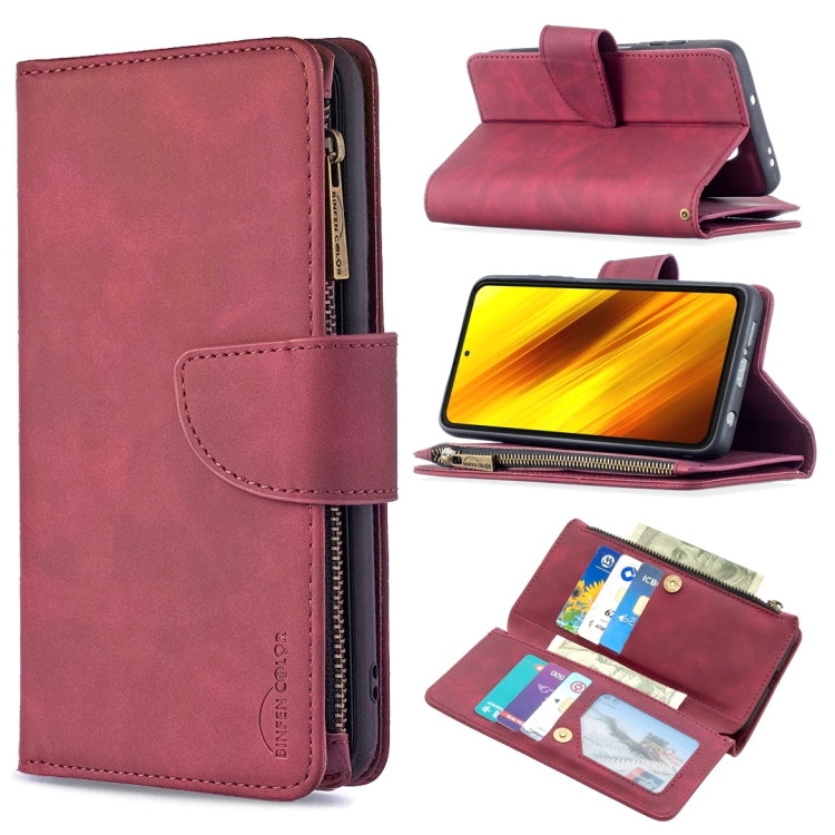 For Xiaomi Poco X3 Skin Feel Detachable Magnetic Zipper Horizontal Flip PU Leather Case with Multi-Card Slots & Holder & Wallet & Photo Frame & Lanyard