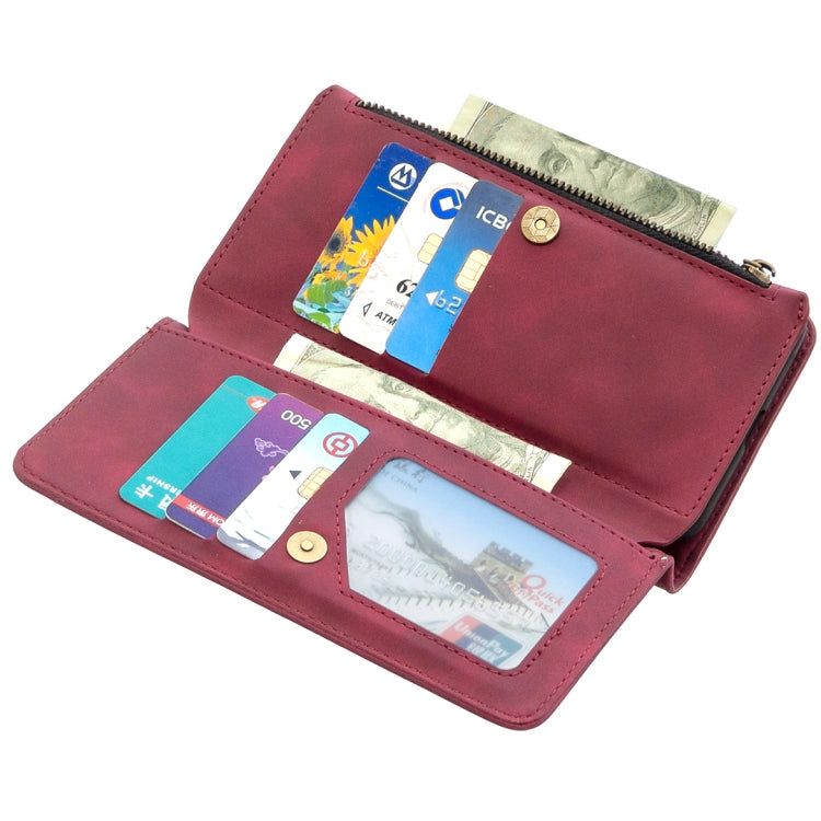 For Xiaomi Poco X3 Skin Feel Detachable Magnetic Zipper Horizontal Flip PU Leather Case with Multi-Card Slots & Holder & Wallet & Photo Frame & Lanyard