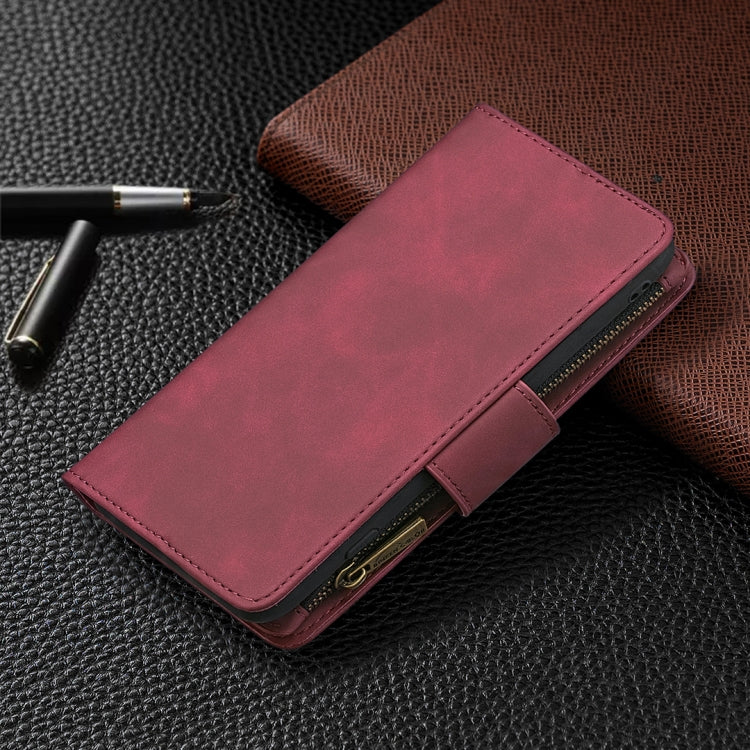 For Xiaomi Poco X3 Skin Feel Detachable Magnetic Zipper Horizontal Flip PU Leather Case with Multi-Card Slots & Holder & Wallet & Photo Frame & Lanyard