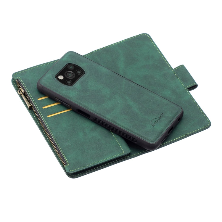 For Xiaomi Poco X3 Skin Feel Detachable Magnetic Zipper Horizontal Flip PU Leather Case with Multi-Card Slots & Holder & Wallet & Photo Frame & Lanyard