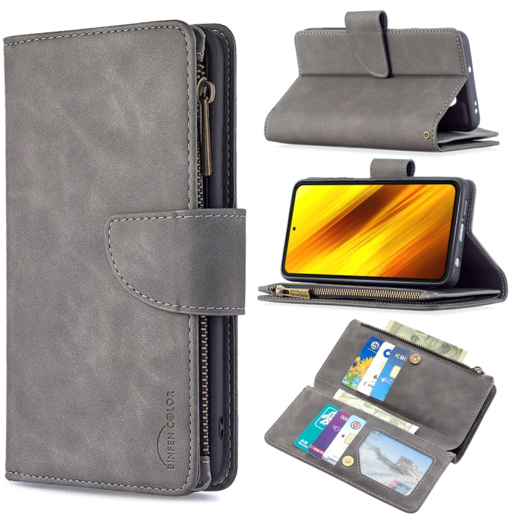 For Xiaomi Poco X3 Skin Feel Detachable Magnetic Zipper Horizontal Flip PU Leather Case with Multi-Card Slots & Holder & Wallet & Photo Frame & Lanyard