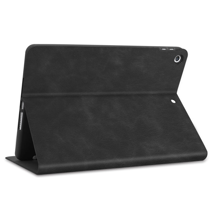 For iPad 10.2 Cowhide Texture Pattern Horizontal Flip Leather Case with Holder & Pen Slots & Sleep / Wake-Up Function