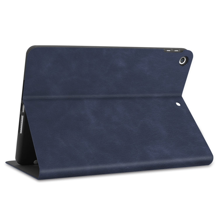 For iPad 10.2 Cowhide Texture Pattern Horizontal Flip Leather Case with Holder & Pen Slots & Sleep / Wake-Up Function