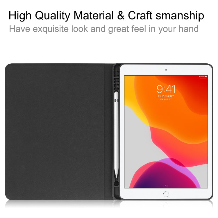 For iPad 10.2 Cowhide Texture Pattern Horizontal Flip Leather Case with Holder & Pen Slots & Sleep / Wake-Up Function