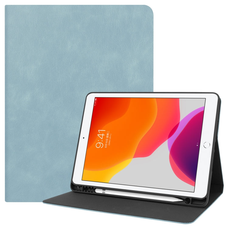 For iPad 10.2 Cowhide Texture Pattern Horizontal Flip Leather Case with Holder & Pen Slots & Sleep / Wake-Up Function