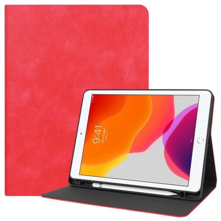 For iPad 10.2 Cowhide Texture Pattern Horizontal Flip Leather Case with Holder & Pen Slots & Sleep / Wake-Up Function