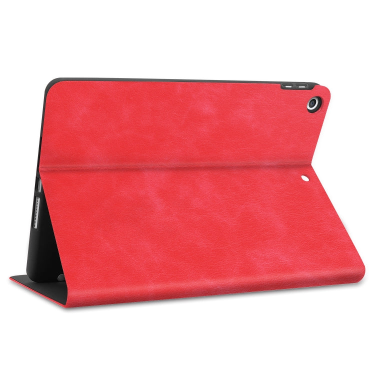 For iPad 10.2 Cowhide Texture Pattern Horizontal Flip Leather Case with Holder & Pen Slots & Sleep / Wake-Up Function