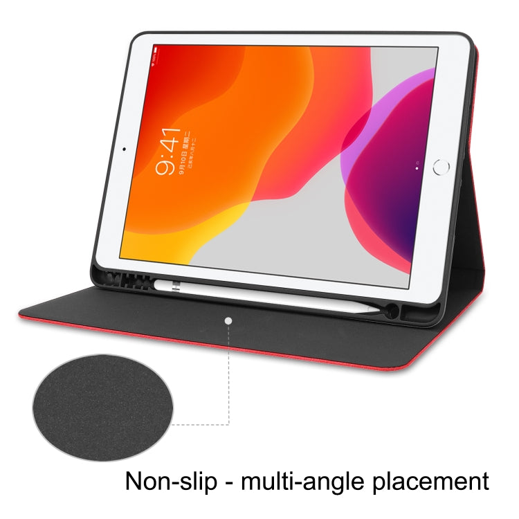 For iPad 10.2 Cowhide Texture Pattern Horizontal Flip Leather Case with Holder & Pen Slots & Sleep / Wake-Up Function