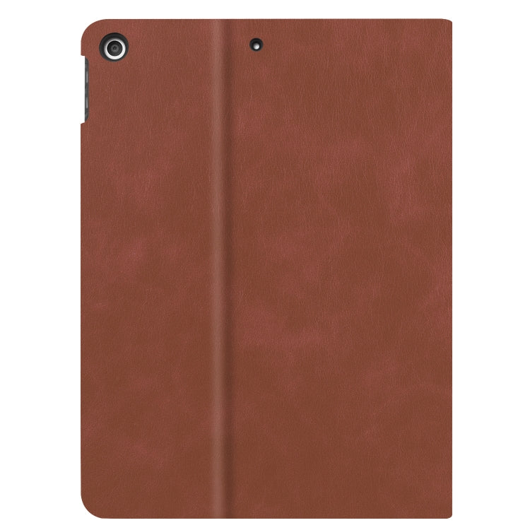For iPad 10.2 Cowhide Texture Pattern Horizontal Flip Leather Case with Holder & Pen Slots & Sleep / Wake-Up Function