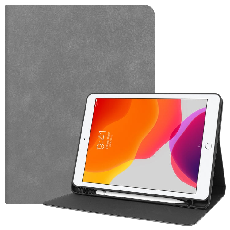 For iPad 10.2 Cowhide Texture Pattern Horizontal Flip Leather Case with Holder & Pen Slots & Sleep / Wake-Up Function