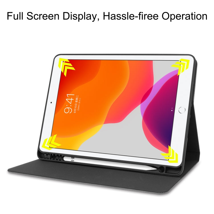 For iPad 10.2 Cowhide Texture Pattern Horizontal Flip Leather Case with Holder & Pen Slots & Sleep / Wake-Up Function