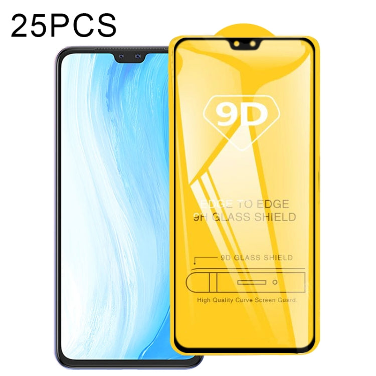 For vivo S7t 25 PCS 9D Full Glue Full Screen Tempered Glass Film