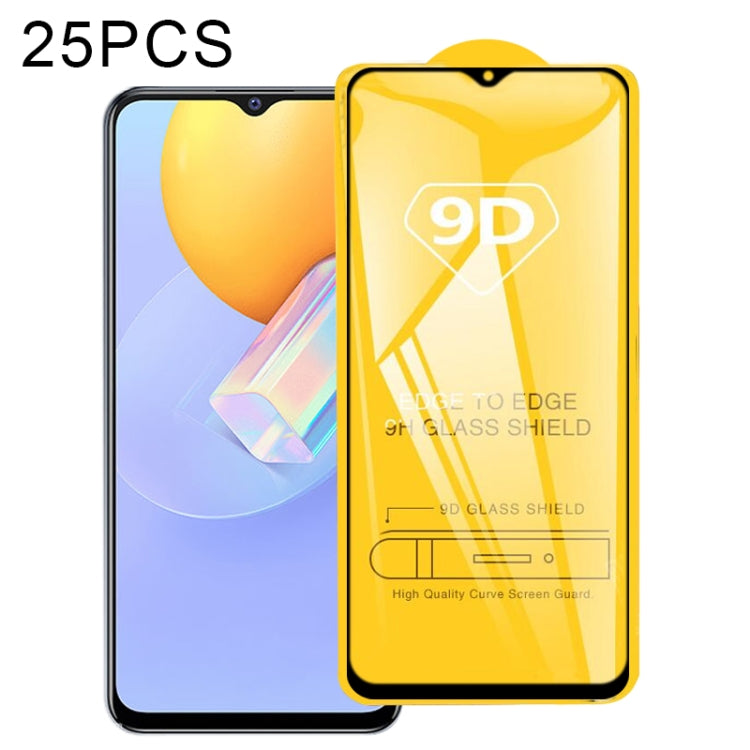 For vivo Y31 25 PCS 9D Full Glue Full Screen Tempered Glass Film