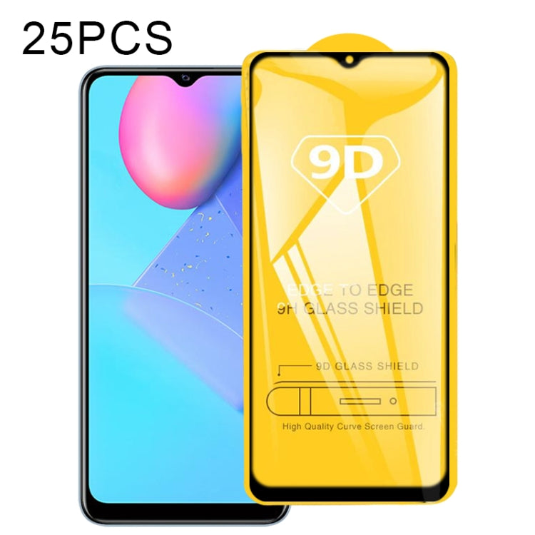 For vivo Y30 Standard 25 PCS 9D Full Glue Full Screen Tempered Glass Film