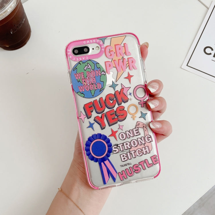 For iPhone SE 2022 / SE 2020 / 8 / 7 Double Color TPU Pattern Protective Case