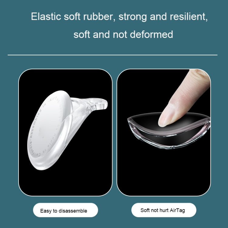 Shockproof Anti-scratch Clear TPU Soft Case with Carabiner For AirTag(Transparent)