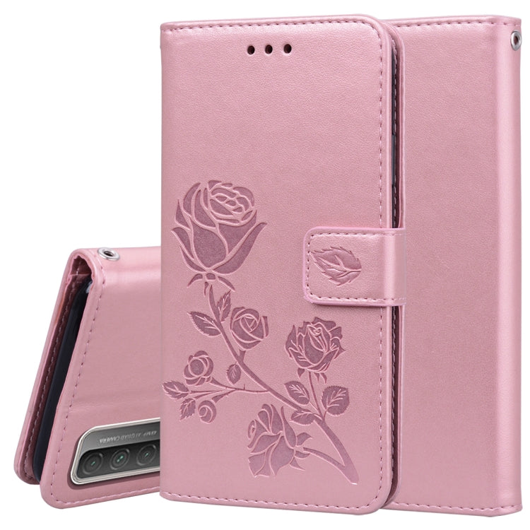 For Huawei P smart 2021 Rose Embossed Horizontal Flip PU Leather Case with Holder & Card Slots & Wallet