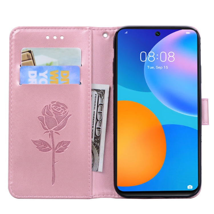 For Huawei P smart 2021 Rose Embossed Horizontal Flip PU Leather Case with Holder & Card Slots & Wallet