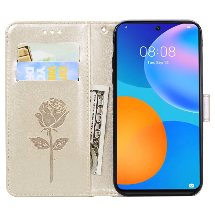 For Huawei P smart 2021 Rose Embossed Horizontal Flip PU Leather Case with Holder & Card Slots & Wallet