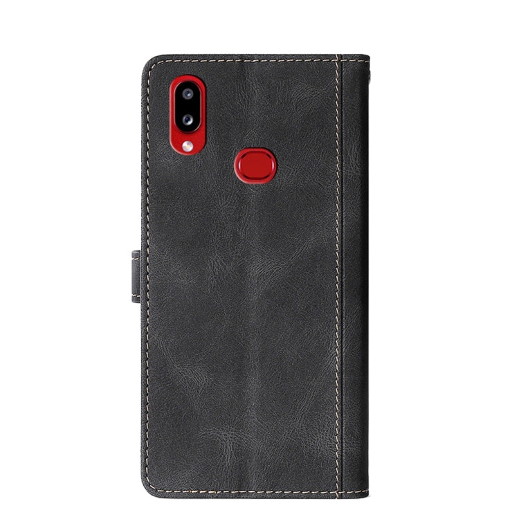 For Samsung Galaxy A10s Stitching Skin Feel Magnetic Buckle Horizontal Flip PU Leather Case with Holder & Card Slots & Wallet